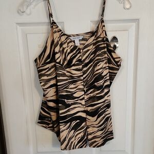 Nine West Black and Tan Asymmetrical Camisole